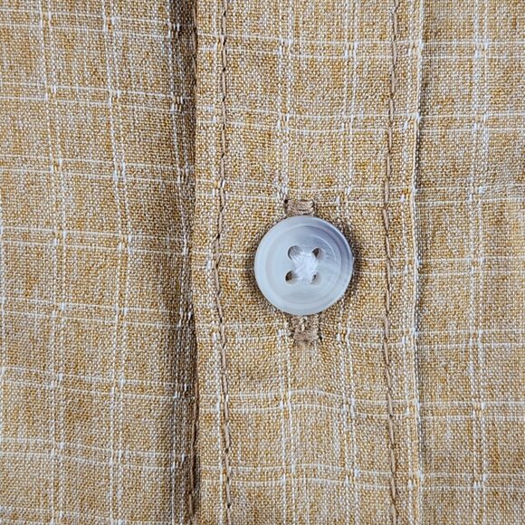 Prana Short Sleeve Gold Check Button Up Shirt Men Hiking 2XL Pockets Woven - Picture 3 of 16